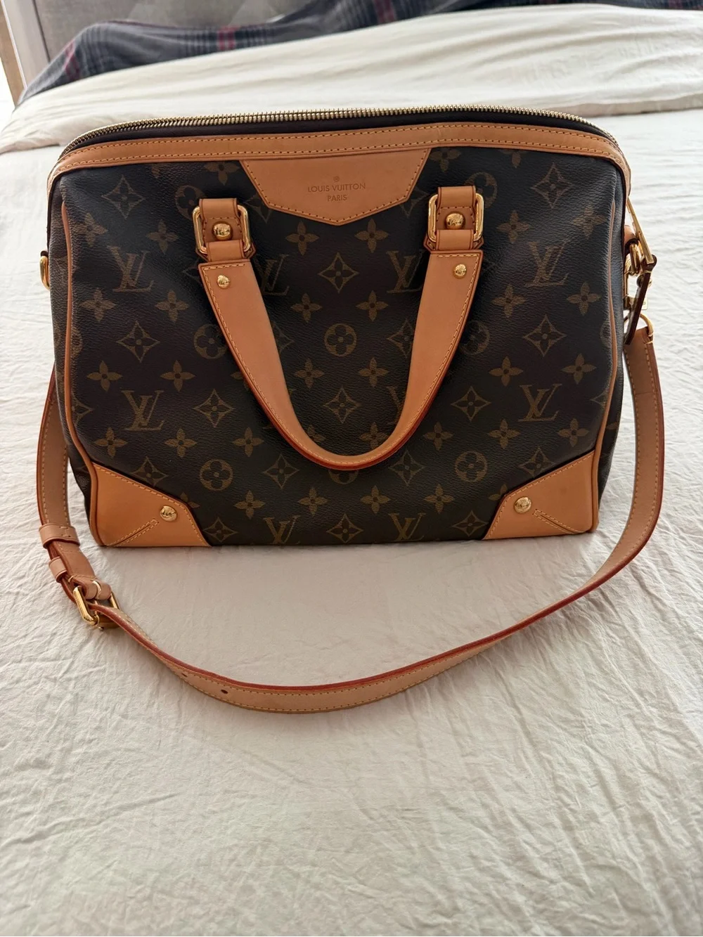 Louis Vuitton Brown Monogram Canvas Retiro PM with Tan Leather Trim